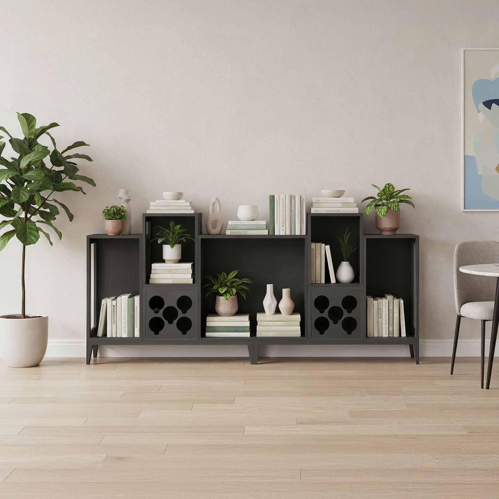 Niski regał modułowy z półkami na wino - Planthy Modular System - obrazek 3